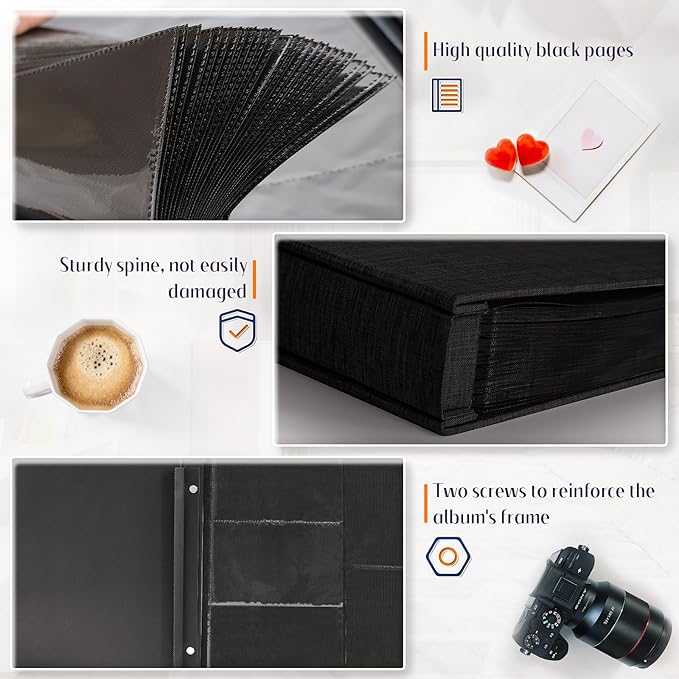 Popotop Photo Album 4x6 600 Pockets for Wedding Gifts,Linen Hardcover Picture Albums for Family Anniversary Baby Vacation Pictures
