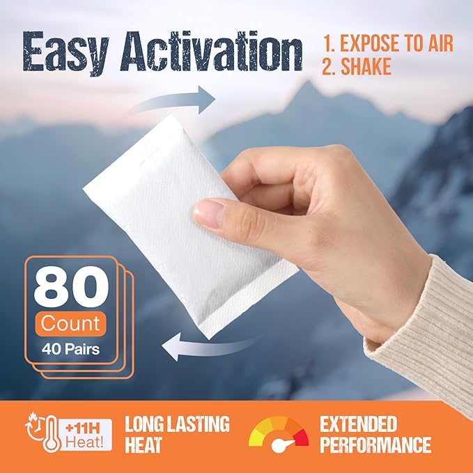 Natural Hand Warmers Disposable - Air Activated 11 Hours of Consistent Natural Heat Handwarmers Pack - Easy Activation | Portable Hot Hands Hand Warmers Bulk, Hot Heat Pack