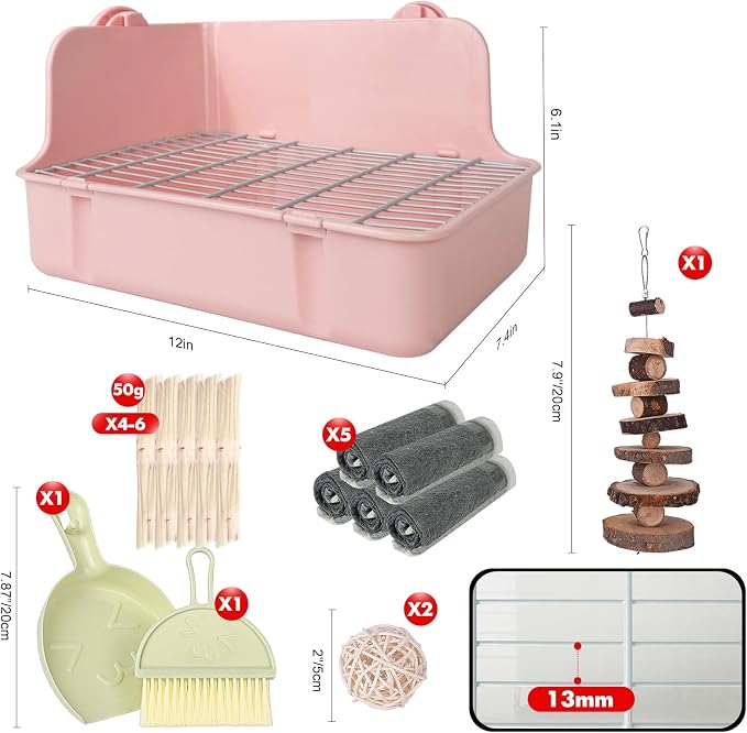 RUBYHOME Rabbit Litter Box Bunny Litter Box Guinea Pig Potty Trainer Corner Bedding Pet Potty Pan for Rabbit Guinea Pig Ferret Small Animal Cage Accessories