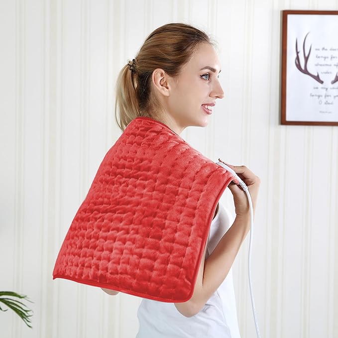 24"X20" Electric Heating pad with 6 Heat Settings, Auto Shut Off, Red Dry Electric Heating for Back Neck Knee Arms Legs Shoulder Heat Pads for Christmas Birthday Father's Day Mother's Day