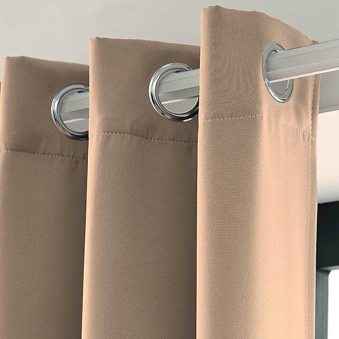 LA PALMA Thermal Insulated Blackout Darkening Grommet Living Room Curtains Window Drapes for Bedroom Pack of 2 Panels