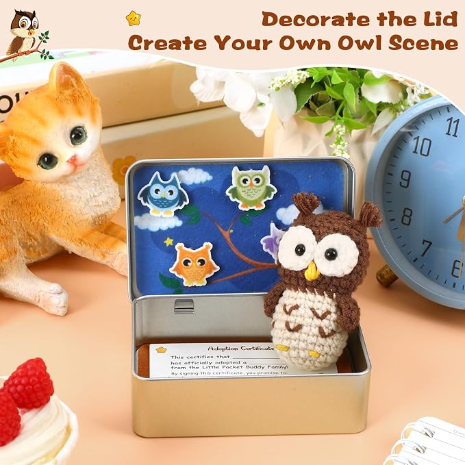Little Pocket Owl Mini Owl Study Buddy, Back to School Keepsake Gifts | Cute mini owl in a pocket tin, a collectible desk gift for teacher student, back to school gifts