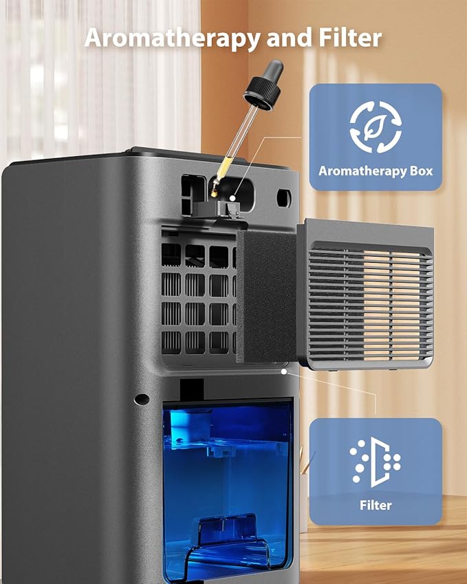 Dehumidifiers for Home, 850 sq.ft 95oz Dehumidifier with Drain Hose Timer Sleep Mode Auto-Off 7 Colors Light, Dehumidifiers for Basements Bathroom Bedroom RV Grey