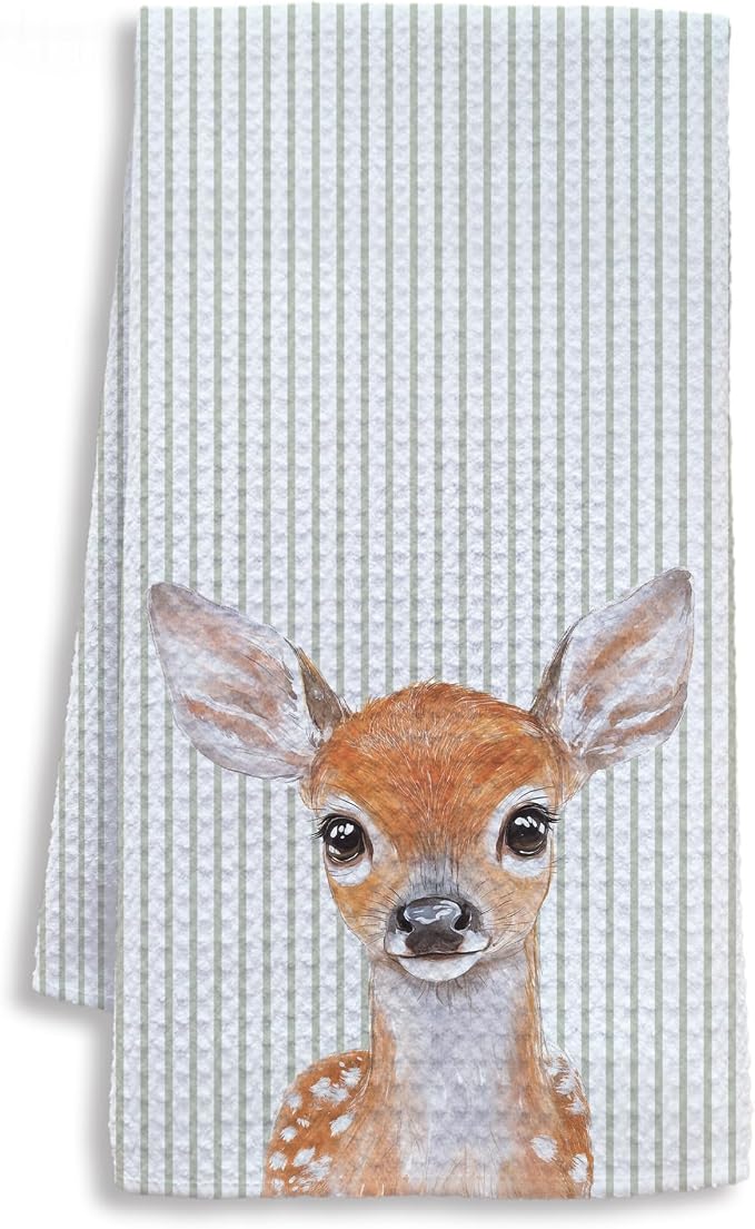 Cute Deer Bathroom Hand Towels, Kids Bathroom Decor, Deer Gifts, Forest Animal Nursery Decorative Hand Towels for Kids Bath Room Washroom Toilet, 16x24 Inch