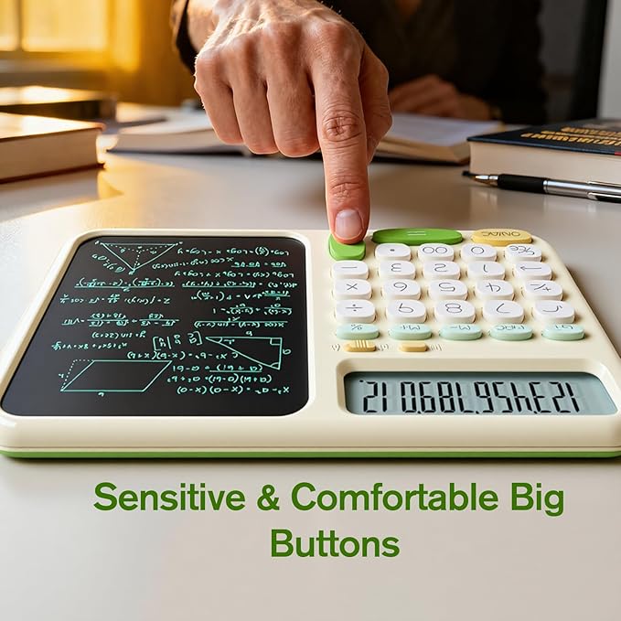 Desk Basic Calculator with Notepad for School ROATEE Cute Simple Big Button Standard Kawaii Calculator for Desk Back to School Supplies Non Scientific Calculator Green Basic Calculators for Students