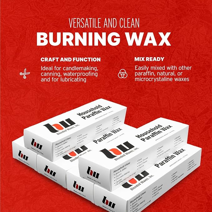 Blended Waxes, Inc. Household Paraffin Wax Blocks for Candle Making, Canning, Waterproofing, Metal Preservation, and a Variety of Other Applications (1lb. Blocks - 6 Blocks)