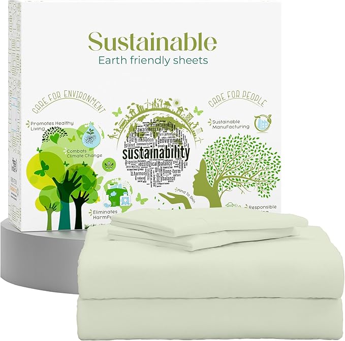 SUPREME ELEGANCE King Size Sheets Set –Natural 100% Cotton Percale Sheets King Bed Set, Oeko-tex Made in Green Sustainable, Breathable Cooling Deep Pocket Sheet, Crisp Luxury Bedding, Brownish Grey