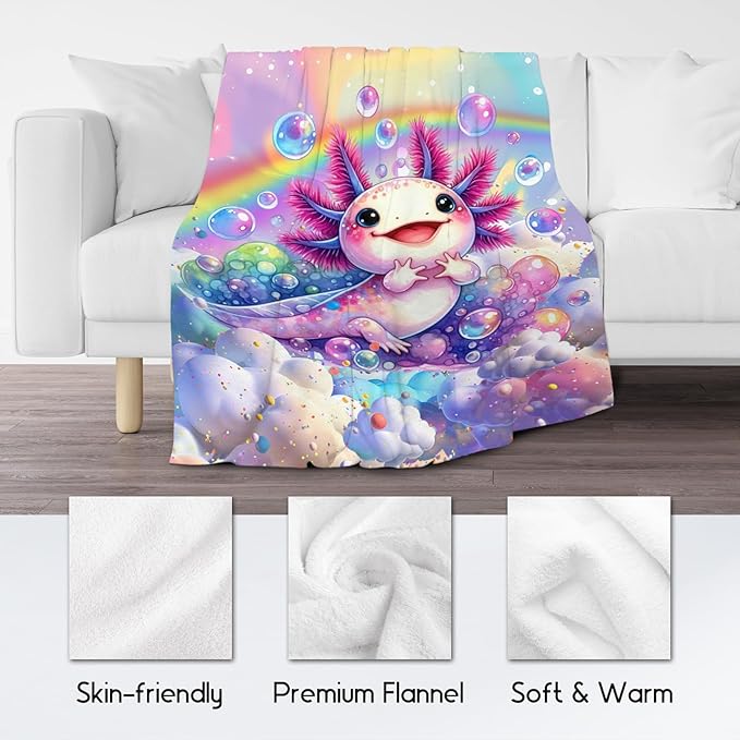 Axolotl Blanket Gifts Girls Blankets for Kids - 50x60 Inches Soft Cute Throw for Toddler