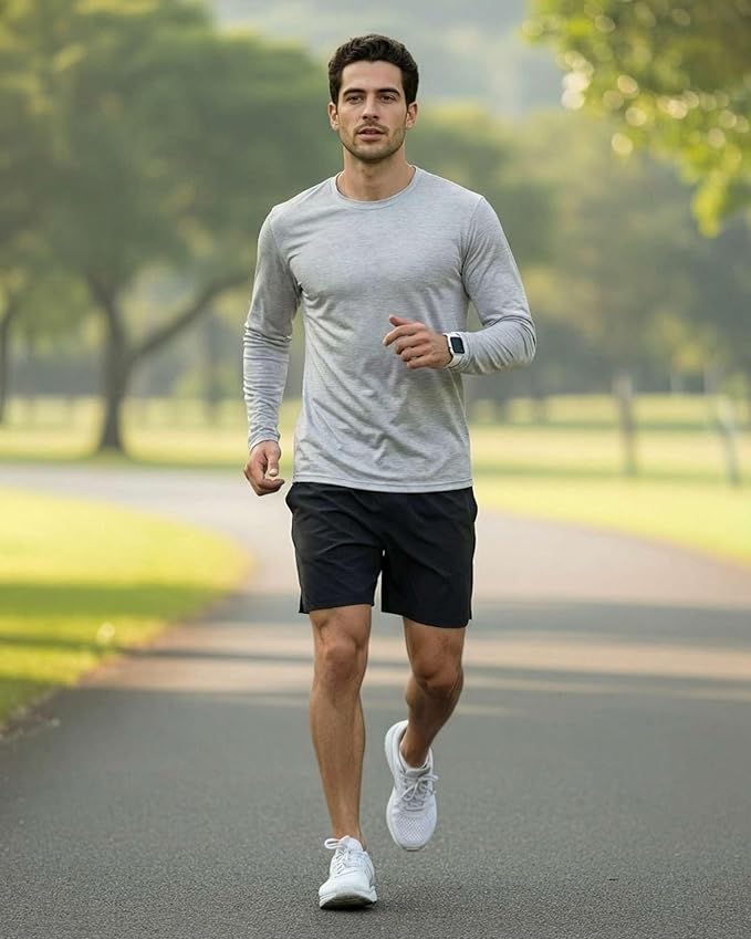 Real Essentials 4 Pack: Mens Long Sleeve Dry Fit T Shirts Hiking Fishing Workout Gym Work Sun UPF 50 Wicking Running Tee