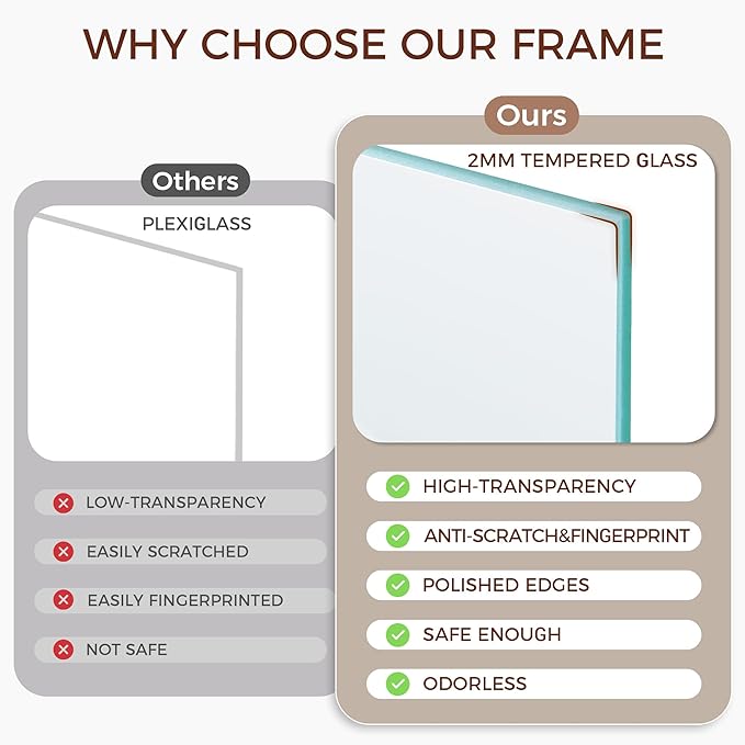 6x6 Picture Frames, Solid White Oak Wood Frame 6 x 6 with Stand for Wall & Tabletop Display, Rustic Wooden Photo Frame 6 by 6 with Real Glass, 6x6 Frame Matted to 4x4, Walnut Color, Set of 2
