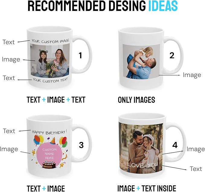 Personalized Coffee Mug – Custom Photo, Text, or Logo Ceramic Mug Tea Cup | Taza Personalizada with Picture or Message | Customized Gift Idea for Men & Women, Mom, Dad, Friends - White/Orange | 11oz