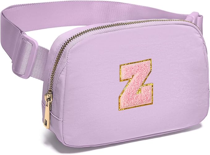 Gitus Initial Belt Bag Fanny Pack Crossbody Bag for Girls Birthday Gifts Age 8-10 Teen Girl Gifts Trend Stuff Personalized Letter Gifts for Daughter Sister (Lavender-Z)
