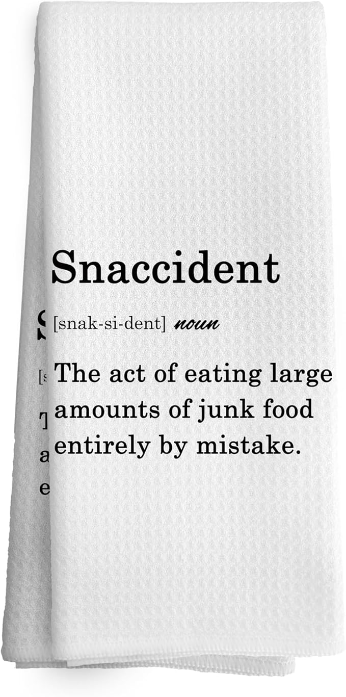 Funny Snaccident Kitchen Towels Decor, Hostess Gift Dish Towel 16x24 Inches, Funny Dish Towels with Sayings Decorative Absorbent Dishcloths Tea Towels for Kitchen Decor