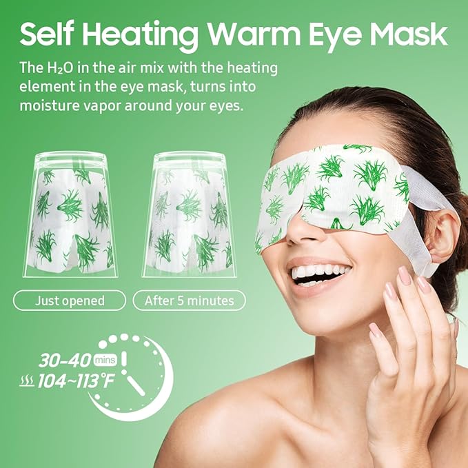 20 Packs Steam Eye Mask, Heated Eye Mask Warm Compress for Eyes, Disposable Self Heating Steam Mask Sleep, Spa, Travel Essentials & Relaxation Gifts for Women, Stocking Stuffers (Lemongrass)