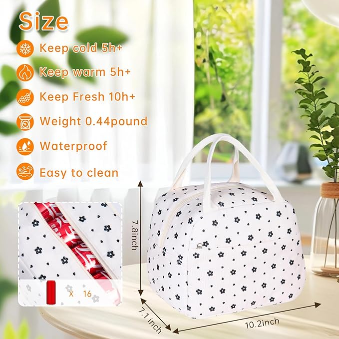 Lunch Bag for Women Men Girl,Large Cute Corduroy Lunch Tote Bags - Reusable Insulated Lunch Box for women with Handle, Leakproof WaterProof Design for Office, School, Work,Picnic.