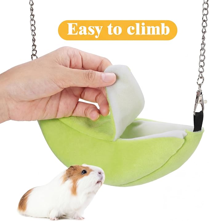 Jetec 2 Pcs Hamster Hammock Hanging Bed for Small Pets | Bed for Hamster Guinea Pig Rat Chinchilla, Banana Pineapple Hanging Nest, Sleep Play Hideout in Small Pet Cage