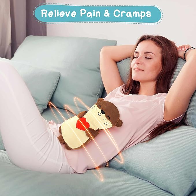 Otter Microwave Heating Pad for Period Cramps,Microwavable Heating Pad for Women Mother's Day Kids Birthday,Otter with Heart Plush Heating Pad with Lavender Scented for Neck Back Knee Pain Relief