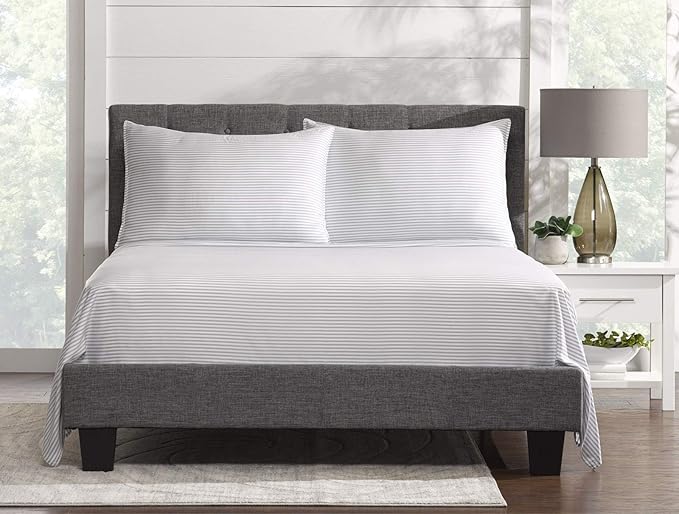 California King Sheets by Pure Bamboo, Genuine 100% Organic Viscose Derived from Bamboo Bed Sheet Set, Soft & Cooling, Double Stitching, Lifetime Quality Promise (California King, Stripes)