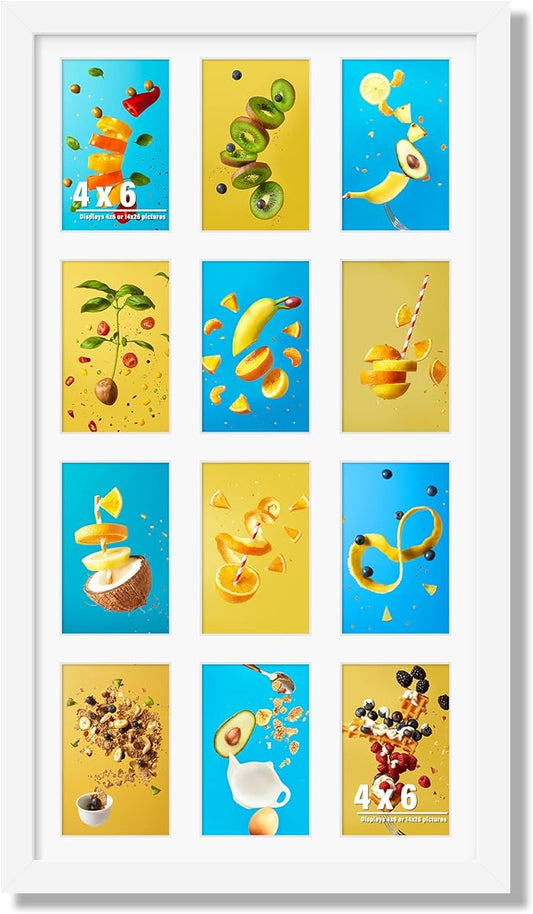 14x26 Collage Picture Frame 4x6 Collage Picture Frame Displays Twelve 4x6 inch Photos Available Horizontal Wall Mounting Display and Vertical White