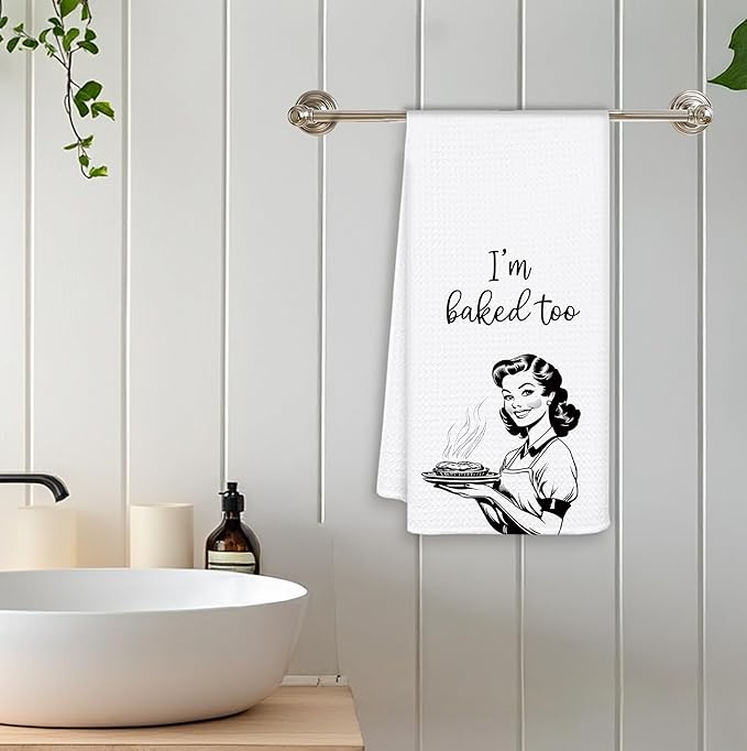 Funny Baking Kitchen Towels, Tea Towels for Baking, Gifts for Bakers Women Decorative Dish Towel for Kitchen Decor, Gifts for Baking Lovers, 16x24 Inch