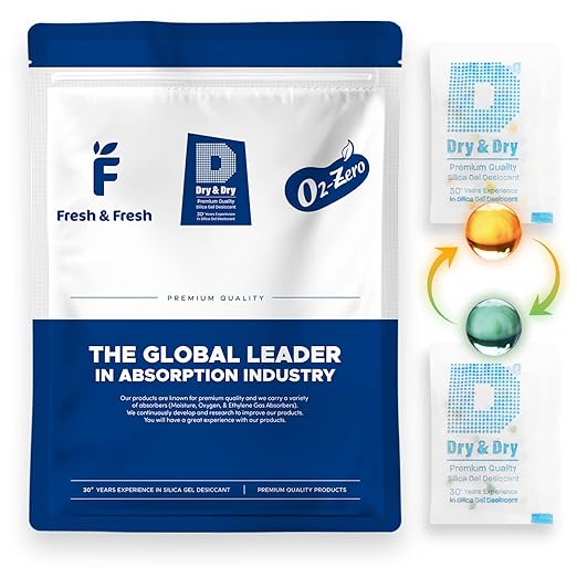 Dry & Dry 5 Gram [400 Packets] Premium Orange Indicating Silica Gel Packets Desiccants - Food Safe Silica Packets Silica Gel Silica Gel Packets