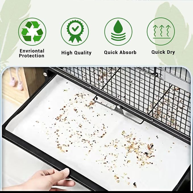 ZIQON 120 Pcs Bird Cage Liner Papers Big Size Cage Paper Liners Disposable Cage Paper Liners Precut Absorbent Cushion Pad Mat Accessories for Pet Bird Parrot