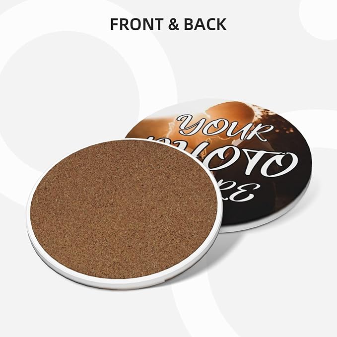 Custom Coasters, Personalized Ceramic Coasters with Photo Logo Text, Customized Cup Mat for Weddings, Bars, Coffee Table, Homes, Offices 6PCS