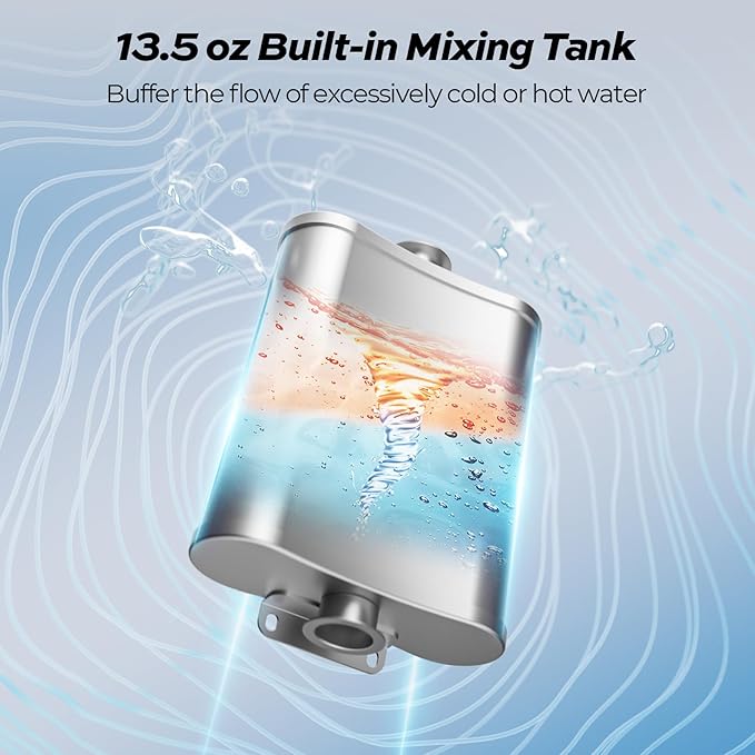 FOGATTI InstaShower 9 Pro RV Tankless Water Heater, 66,000 BTU (Highest Output), Built-in Mixing Tank, 15x15 Inches White Door, Remote Controller, Ideal for RVers' Everyday Use, Gen 3