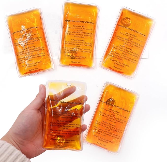 Reusable Snap Heat Pack Hand Warmer - Click Boil Heat Pocket Pouch Gel for Camping, Outdoor, Indoor Working