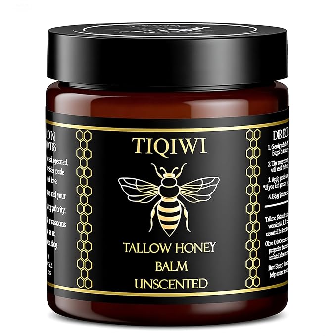 Organic Beef Tallow for Skin & Face | Tallow and Honey Balm - Deep Hydration, Multi-Purpose Face Moisturizer, Restores Barrier