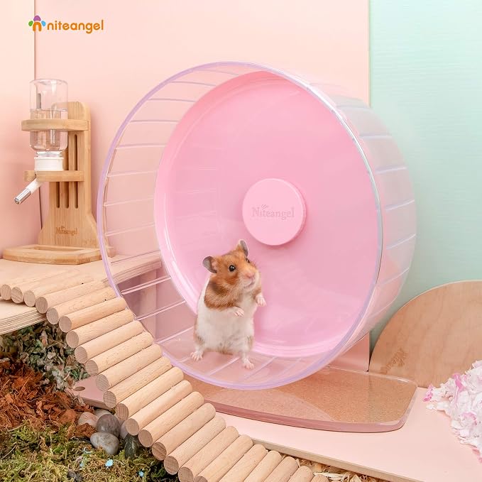 Niteangel Super-Silent Hamster Exercise Wheels: Quiet 11 inch Running Wheel | Can 11.6-15.4" Adjustable Height - No Bend Back Spinner Running for Dwarf Syrian Hamster Gerbils Mice Or Other Small Animal