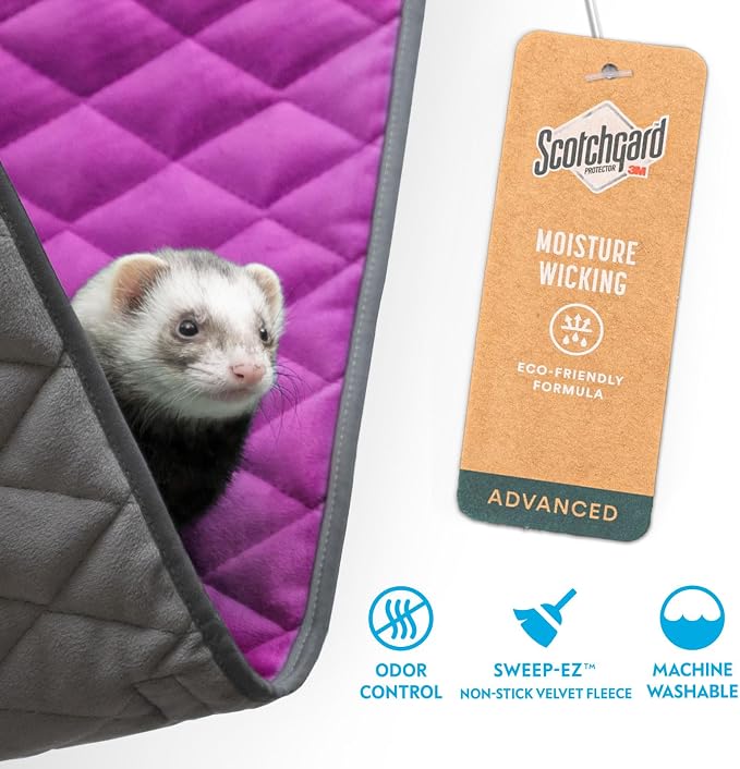 Paw Inspired Hanging Fleece Hammock for Small Animals, Gray/Pink | Hammock with Swivel Clips for Pet Cage for Ferrets, Rats, Chinchillas, Sugar Gliders, Hideout Toy for Guinea Pigs, Hamsters