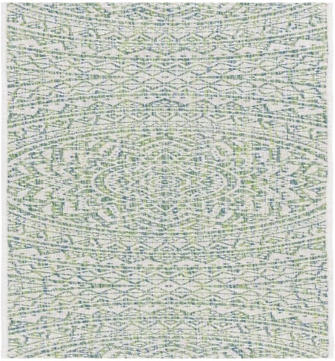 SAFAVIEH Washable Rug Outdoor Courtyard Collection - 2'3" x 8' Runner, Ivory & Green, Non-Shedding & Easy Cleaning, Ideal for Patio, Entryway, Mudroom, Hallway, Kitchen (CY8734-55712)