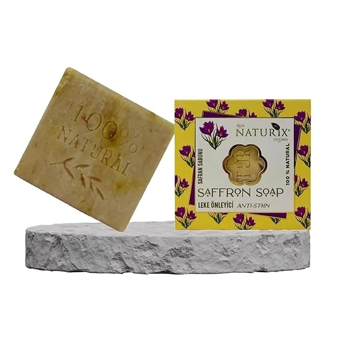 Organic Bar Soap Moisturizing Soap Made from Natural Oil | Hair Hand Face Body Bath Wash | Skin Care Cleanser Shampoo (Saffron)