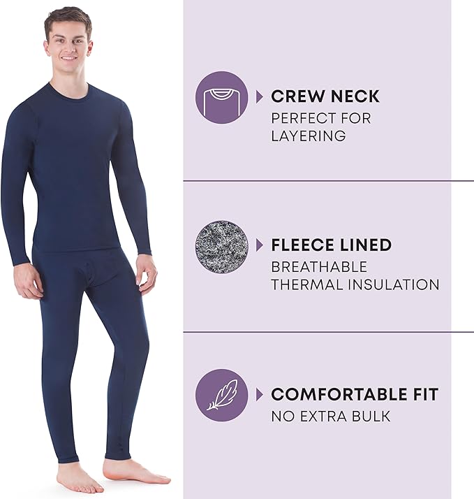 Rocky Thermal Underwear Men Long Johns Men Thermal Underwear Thermals Mens Base Layer Mens Thermals Top and Bottom Set