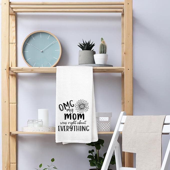 Mom Gifts Kitchen Towels, OMG My Mom was Right About Everything Dish Towels for Kitchen, Birthday Decorative Hand Towels for Home Bathroom, Mother's Day Birthday from Grandkids