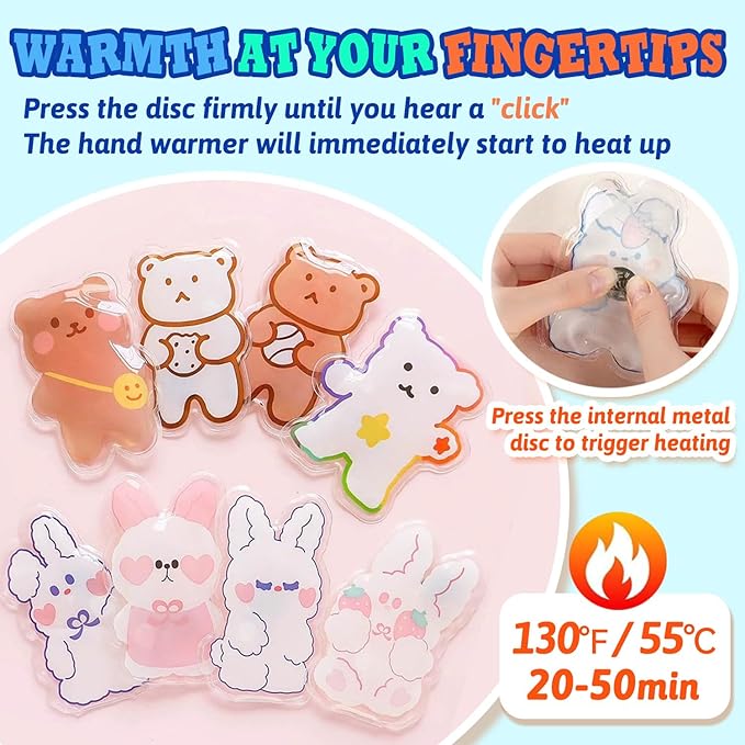 8 PCS Reusable Hand Warmers, Reusable Heat Packs，Cute Heating Pack, Hot Therapy Compress, Reusabl Heating Pad for Pain Relief and Camping, Outdoor & Portable