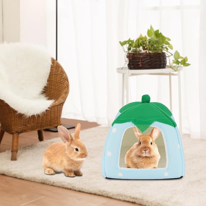 BWOGUE Guinea Pig Bed Hideout, Washable Hamster Cave for Small Animals | Removable Cushion for Cleaning, Warm Fleece Nest, Washable Bed, 10 x 9.8 x 9 in, Dwarf Rabbits Hedgehogs