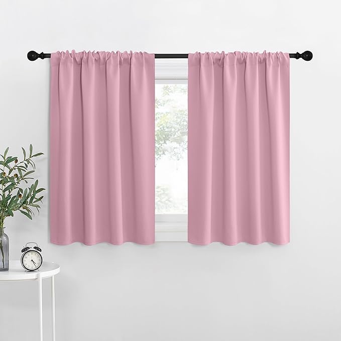 NICETOWN Blackout Curtains for RV Windows, Rouge Pink, 29" by 20", 2 Panels, Room Darkening Window Curtain Panels, Easy-Care Solid Thermal Insulated Draperies/Drapes for Daughter Room