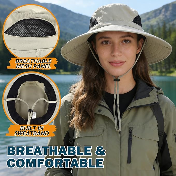 EINSKEY Wide Brim Sun Hat, UPF 50+ UV Protection Waterproof Packable Bucket Hat for Men & Women, Fishing Hiking Beach Garden