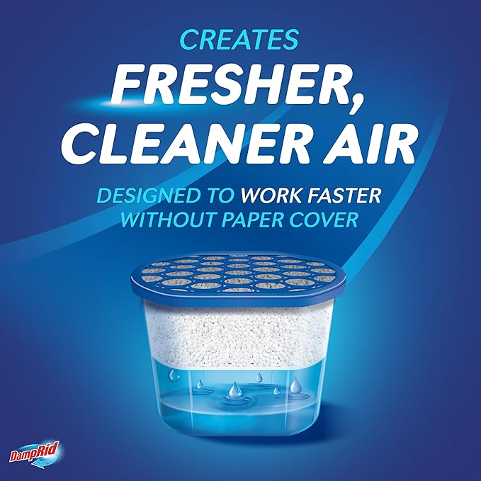 DampRid Fragrance Free Disposable Moisture Absorber with Activated Charcoal, 18 oz., 3 Pack, Moisture Absorber & Odor Remover, Lasts Up To 60 Days, No Electricity Required