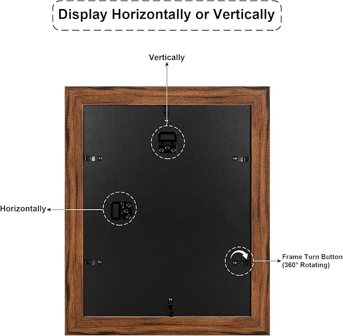 11x14 Picture Frame Display 5 opening 4X6 Picture Frame Collage,Multi Photo Frame with Mat,Plexiglass,Wall or Tabletop Decor,Carbonized Brown Wood Grain