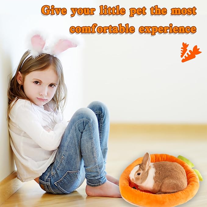 Bunny Bed Rabbit Bed Carrot Shape Bunny Beds Soft Comfortable Rabbits Beds Machine Washable Indoor Guinea Pig Bed Cute Small Animal Bed for Guinea Pig Chinchilla Ferret Squirrel Hedgehog (Medium)