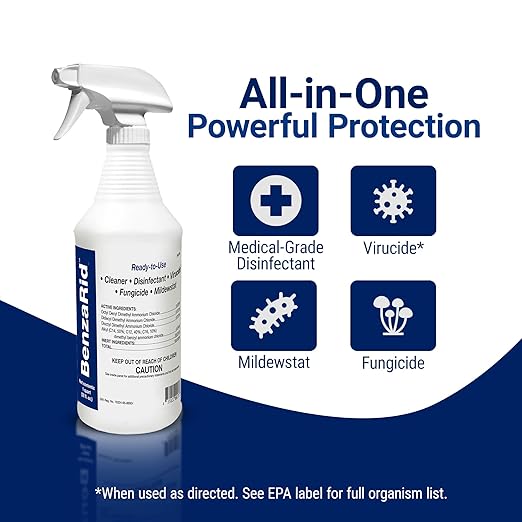 Professional Mold Killer Fungicide Kills Aspergillus Niger (Black Mold) H5N1 Pack | Multi-Purpose Fungicide, Mildewstat, Disinfectant, Virucide | EPA Reg. | 4 Gal Set