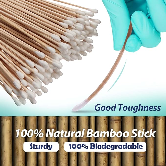1000 PCs Long Cotton Swabs with Bamboo Wooden Handles 3 Inch Cotton Tipped Applicator by VASTMED | Ideal for Application of Medication, Cleaning Skin, Arts and Crafts Remover Tool