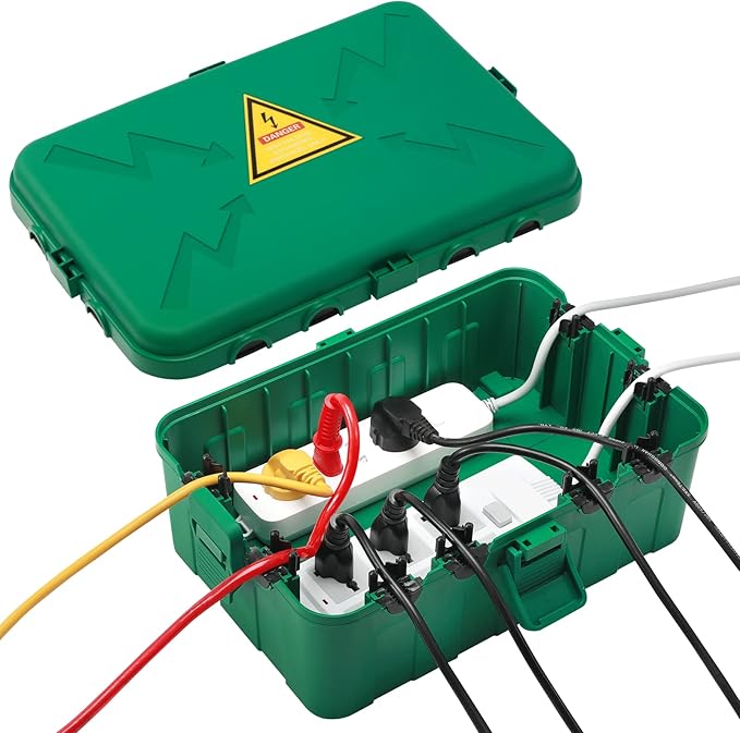 Hrensaw Large Outdoor Electrical Box(12.5x8.5x5inch),IP54 Waterproof Outdoor Outlet Covers,Weatherproof Extension Cord Covers Protect Outlet,Plug,Timer,Power Strip,Holiday Light,Green