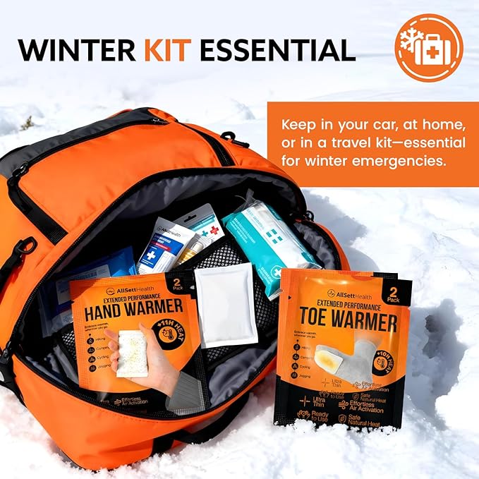 Hand and Toe Warmers Variety Pack – 100 Piece Set with 30 Pairs Hand Warmers and 20 Pairs Adhesive Toe Warmers – Long Lasting Heat Packs for Cold Weather, Work, Skiing, Travel and Stadium Events