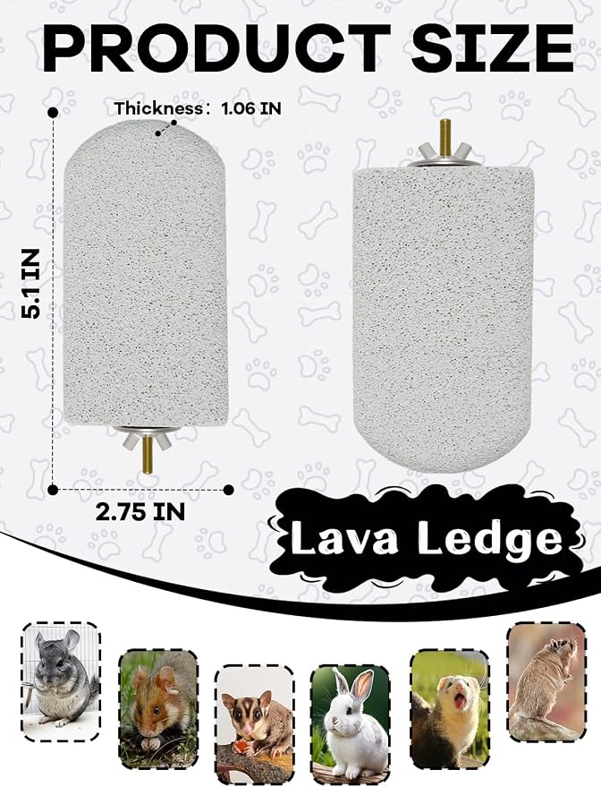 Chinchilla Lava Ledges Rat Climbing Platform 6 Pack Pumice Ledge Shelf Pet Chewing Grinding Toys Small Animals Cage Accessories for Totoro Squirrel Guinea Pig Hamster Gray