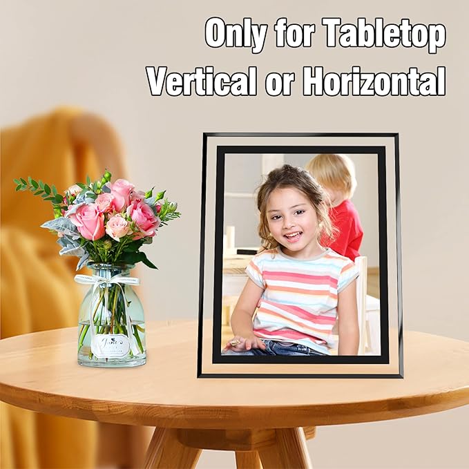 8x10 Picture Frames Black - Set of 2, HD Real Glass 8 by 10 Photo Frame for Tabletop Display, Wedding Birthday Christmas Day Gifts (8 x 10, Black)