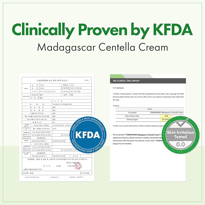 TOSOWOONG Madagascar Centella Cream, 706,580ppm Madagascar Centella Asiatica, Moisturizer, Rapid Soothing, Deep Hydration with Cica Complex, Skin Barrier Repair, Irritation Relief, 50ml / 1.69 fl. oz.